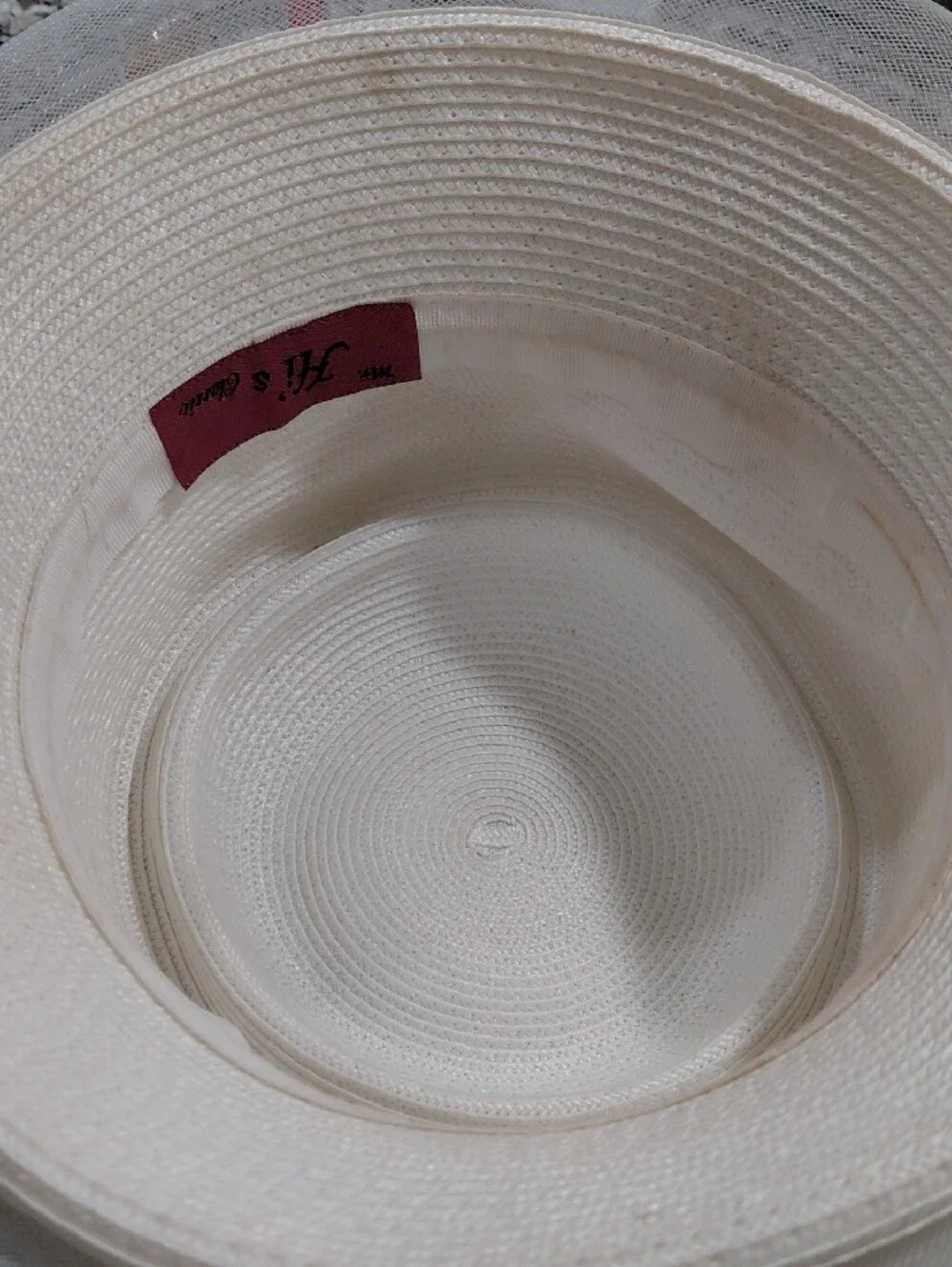 Elegant Cream Women's Dress Hat with Bow Mr.Hi Collection Little Stain Inside